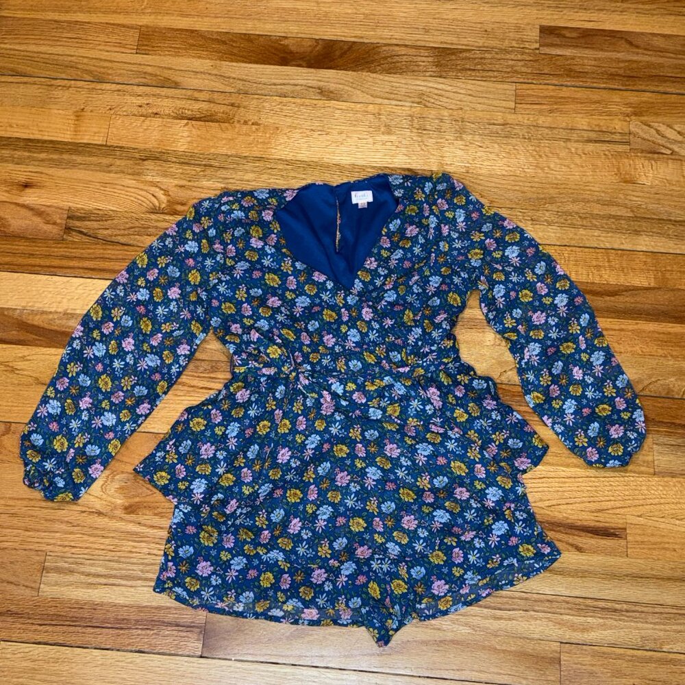 Girl’s Franki By Francesca’s Floral Long Sleeve Romper Size 12 Flowers